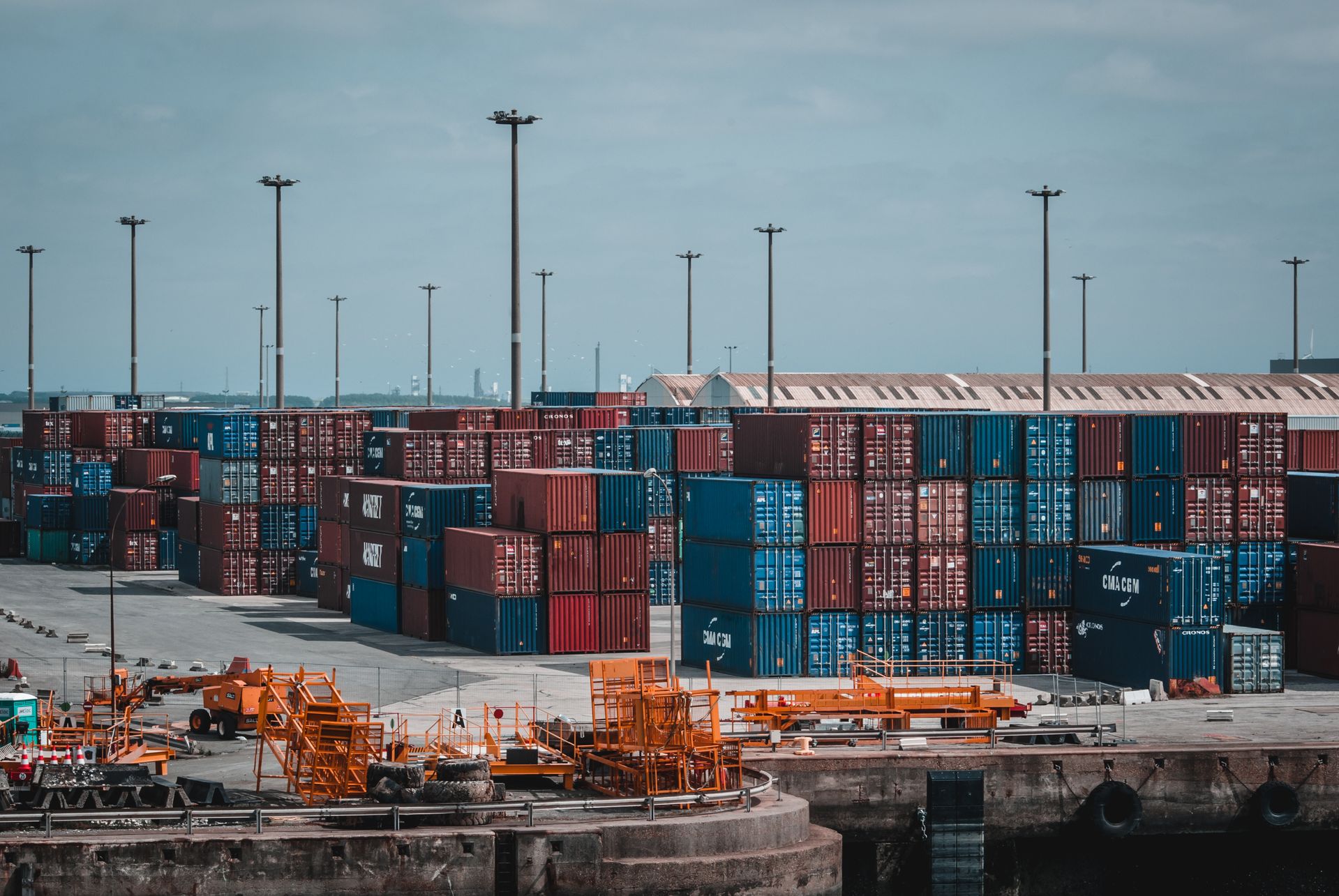 Container stacks at a regional logistics port